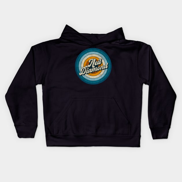 Neil Diamond - Retro Circle Vintage Kids Hoodie by Skeletownn